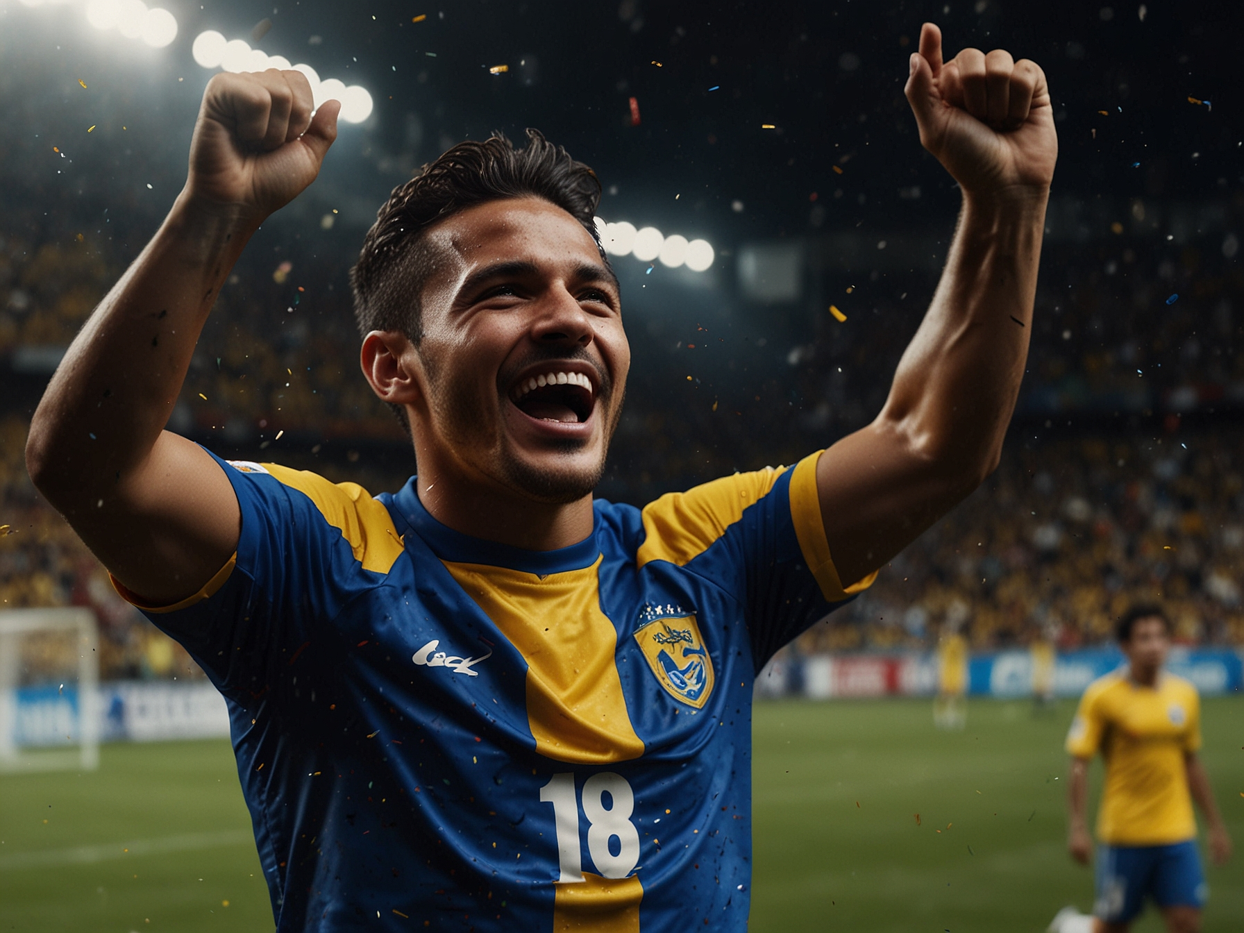 Jugador de fútbol celebrando una victoria - Ecuabet